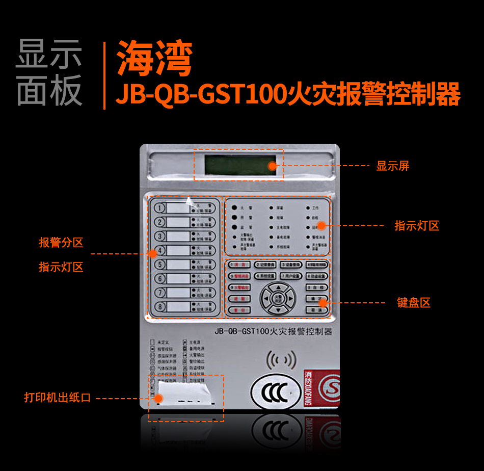 广西海湾JB-QB-GST100广西火灾报警控制器显示面板